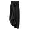 100% Pure Wool Red Elastic Waist Wide-Leg Pants for Autumn/Winter