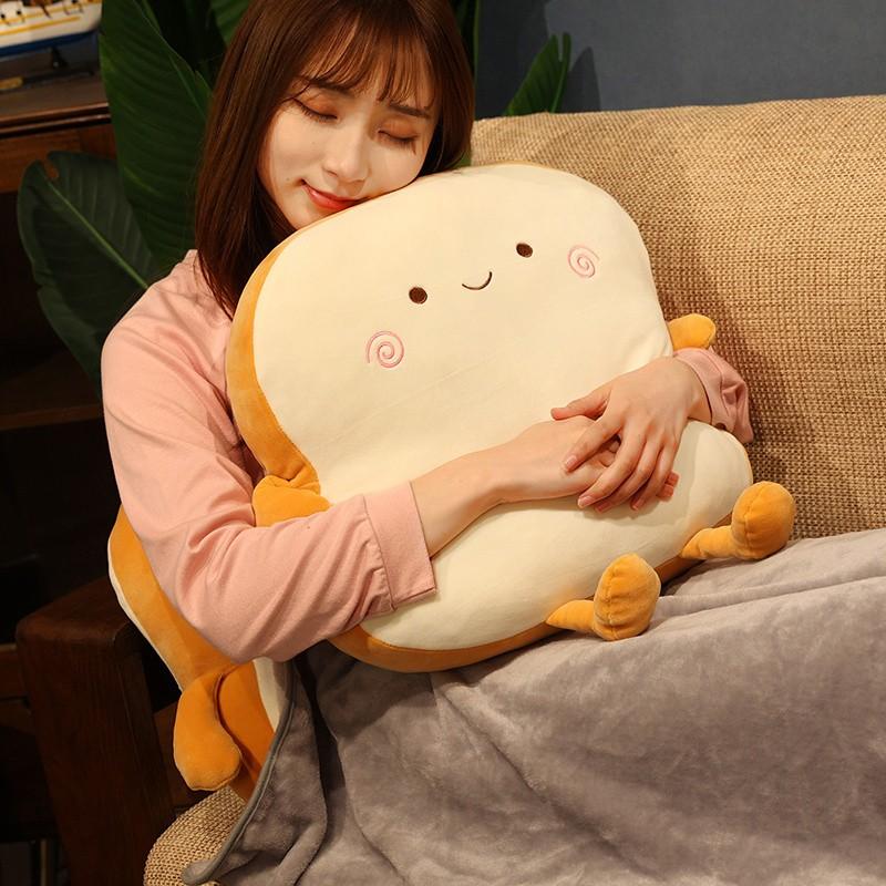 Toast Bread Pillow Funny Food Plush Pillows Small Cute Stuffed Plush Toast Sofa Pillow for Adults Gift Home Bed Room Decor