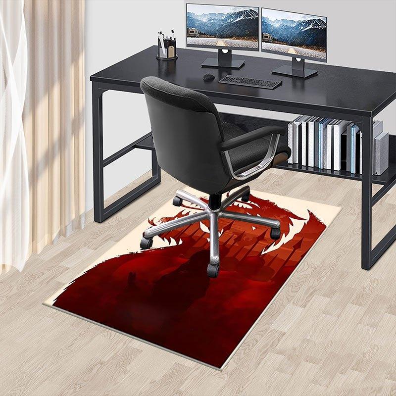 1pc Fire and Blood Office Carpet Chair Mats, Home Decor Mat | Fantasy Theme Mat | Durable Mat, Dragon DecorB02