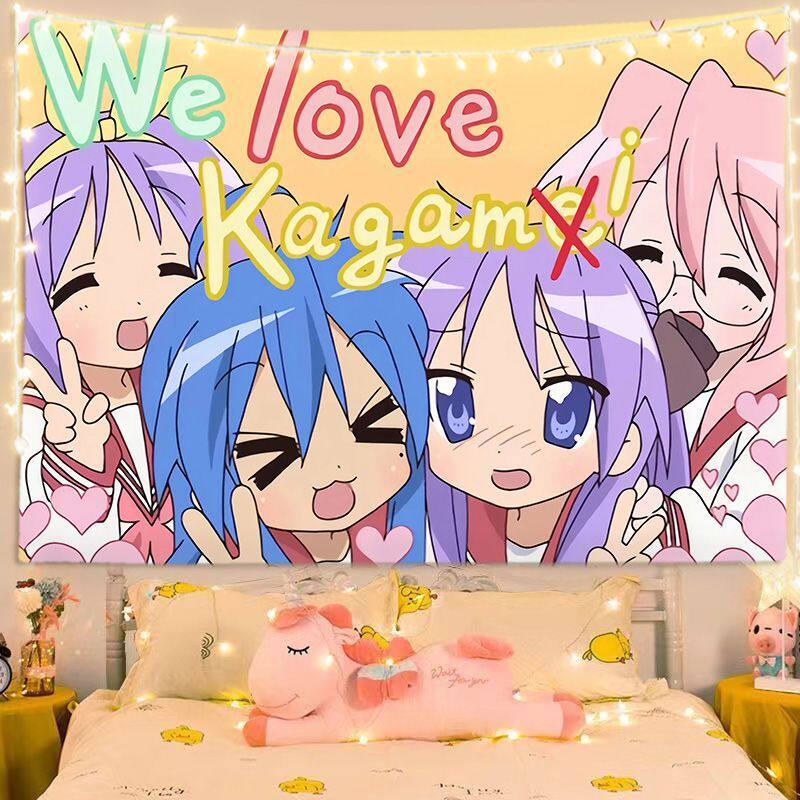 

Lucky Star Anime Tapestry Wall Hanging for Bedroom Bedside Student Dorm Wall Decor 74x94cm(29x37in)