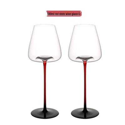 Ensousu Black Tie Handgefertigtes Kristall Rotweinglas Set