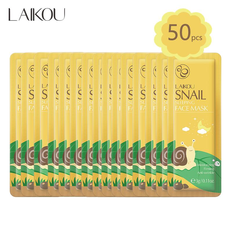 50PCS LAIKOU Matcha Moisturizing Sleeping Mask Facial Night Packs Smooth & Tender Skin Hydration Travel Bags Face Skin Care
