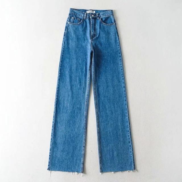 Kundalik Moda To'g'ri Kesimli Ayollar Jinsi Jinsilari Denim Pastki Harajuku Boyfriend Uzun Yuqori Bel Keng Jinsi Jinsilar Kuzgi Shimlar