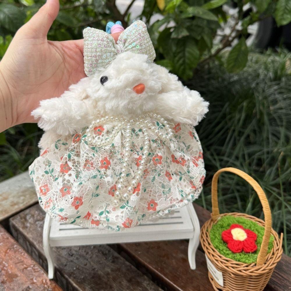 Cartoon Plush Rabbit Keychain Stuffed Drooping Ear Rabbit Pendant  Girl's Toy