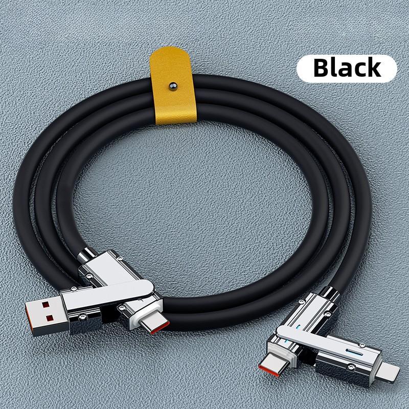 

100W Fast Charging Cable 4-in-1 USB C Lightning Charger Data Sync Cable 1.5 m чёрный