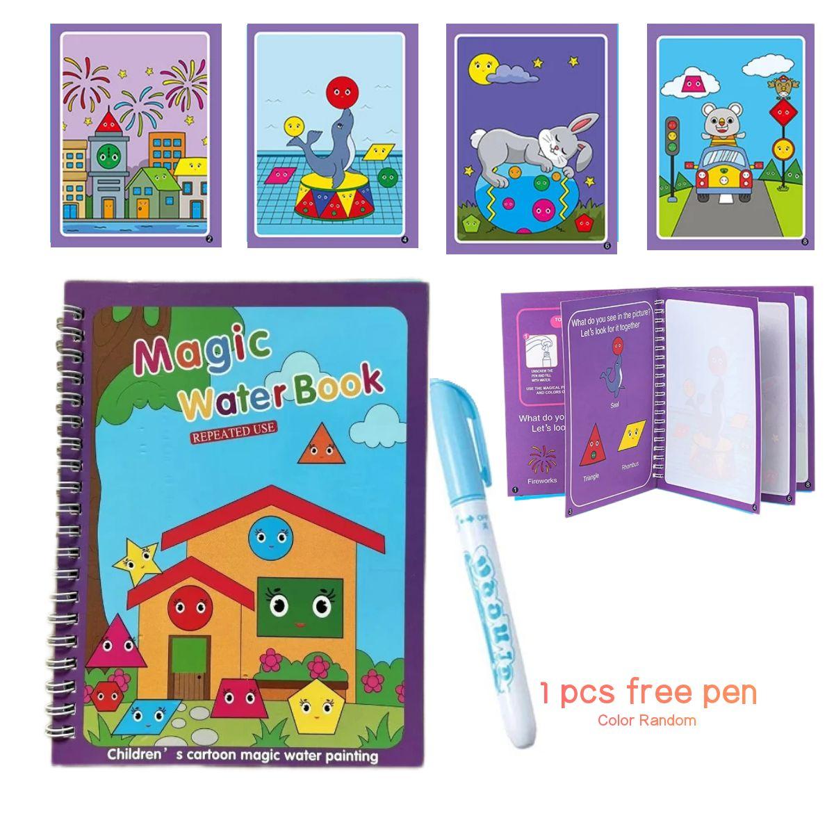 

Волшебная книга Водные игрушки Монтессори Многоразовая раскраска Волшебная водная книга для рисования Игрушки для рисования Сенсорное раннее образование