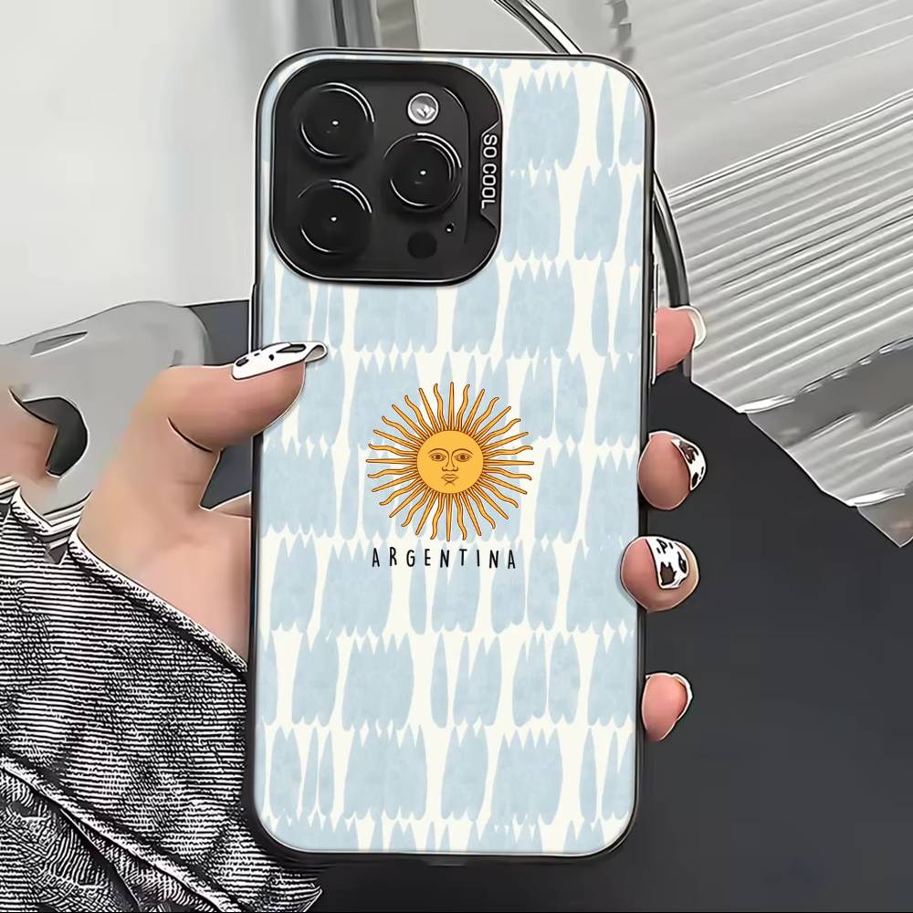 Argentina Football Support Flag Phone Case For iPhone 17,16,15,14,13,12,11 Plus,Pro Max,XS,Colored Silver Plated Inside Cover