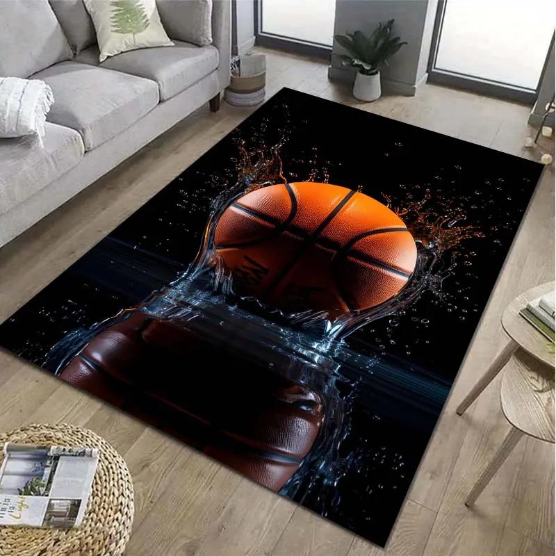 Basketball Hoop Art Pattern Area Rug Sports Carpet for Living Room Bedroom Game Room Non-Slip Floor Mat Home Decor Gift