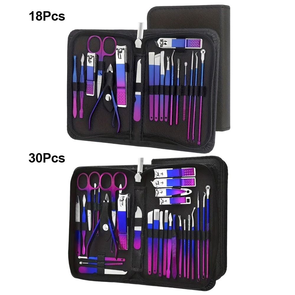 18/30pcs All-in-One Nail Clipper Set Stainless Steel Foot Care Tool Set Travel Use