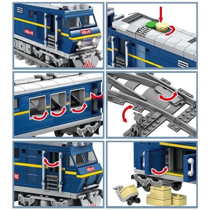 City Technical Power Function Diesel Rail Train Cargo with Tracks Set Model Building Blocks Toys Bricks Adult Boys Children Kids Birthday Gift