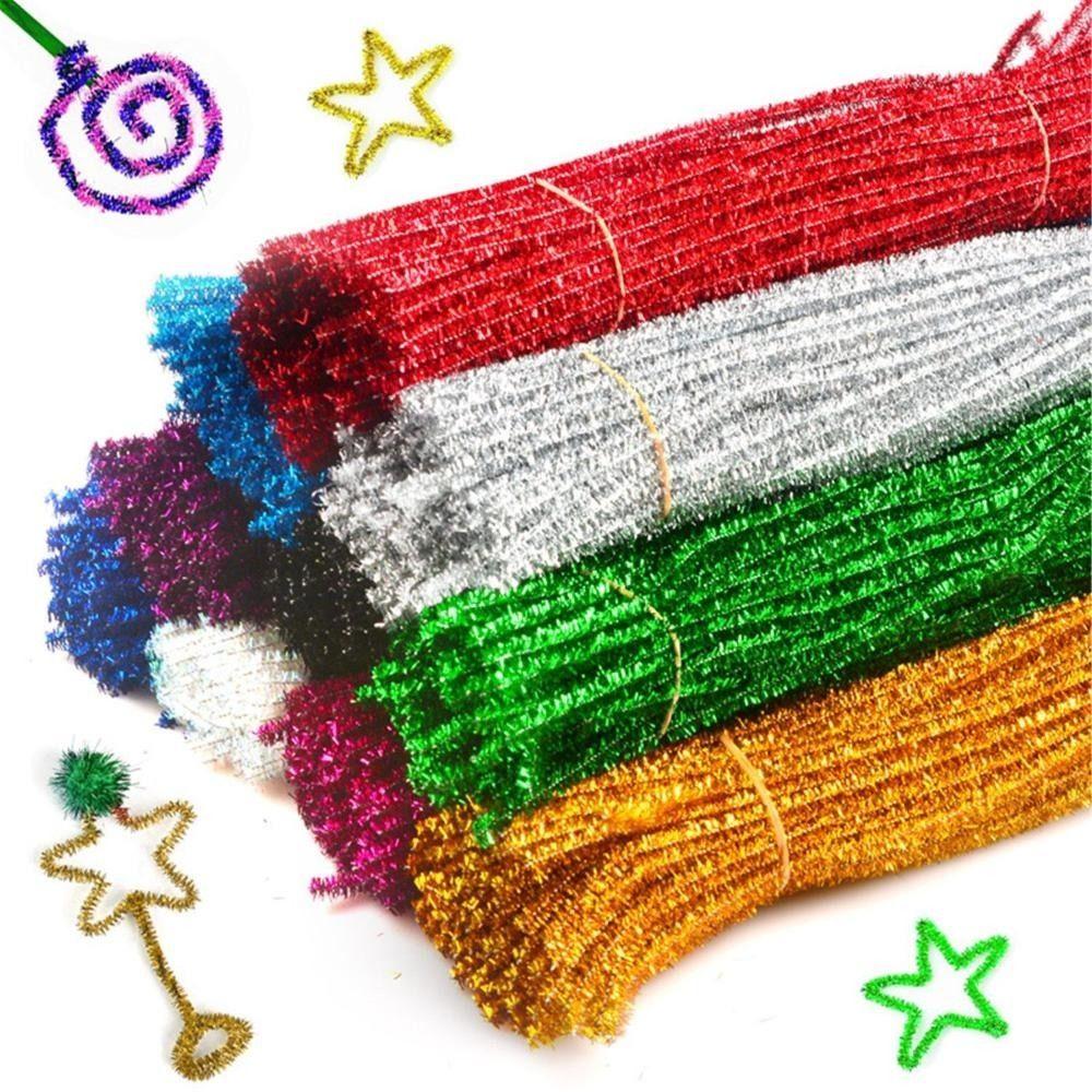 100 peças Novos Arames de Chenille Brilhantes de 30cm Barra de Torção Topo de Lã DIY Suprimentos de Artesanato Natal Palitos Arame