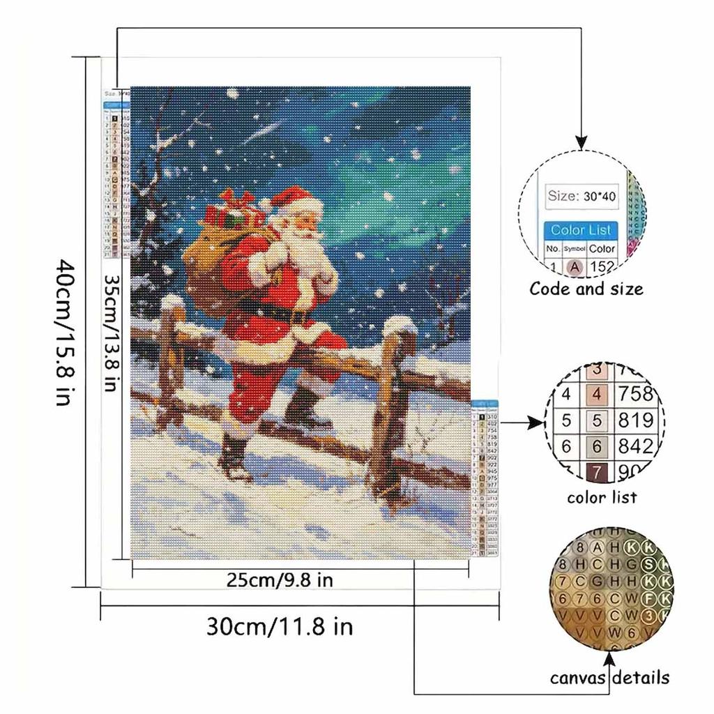 Christmas Diamond Painting Kit Santa Claus Snow Night Gift Bag Handmade Home Entertainment Decorative Painting