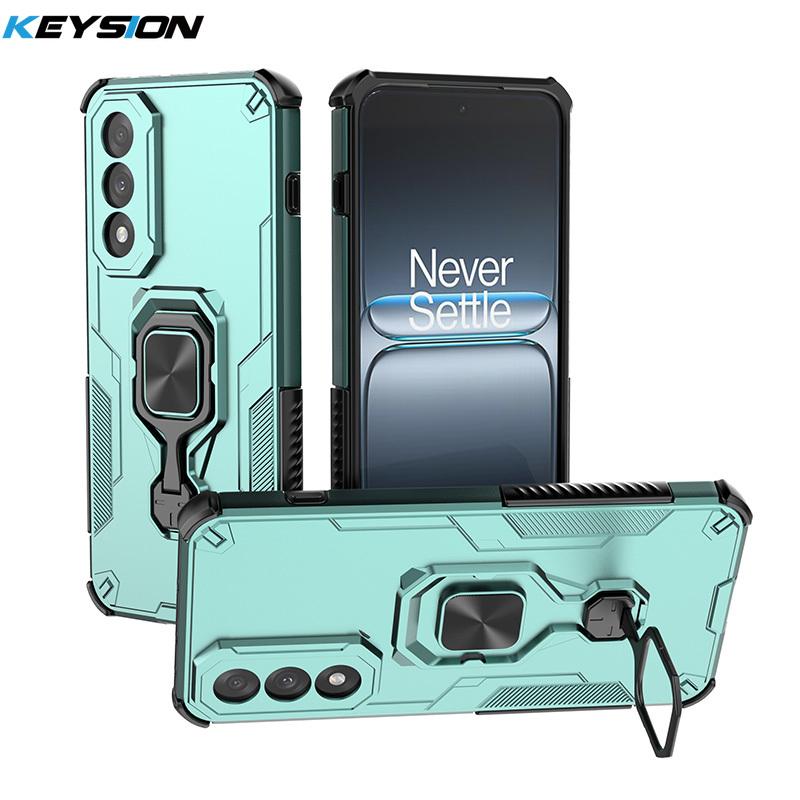 KEYSION Coque Armure Antichoc pour OnePlus Nord 5 5G Silicone+PC Support Métal Vertical Anneau Live Housse de Téléphone pour OnePlus Nord CE5