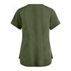 Women's Fashionable Loose-Fit Short-Sleeve V-Neck Pocket Blouse With Slit