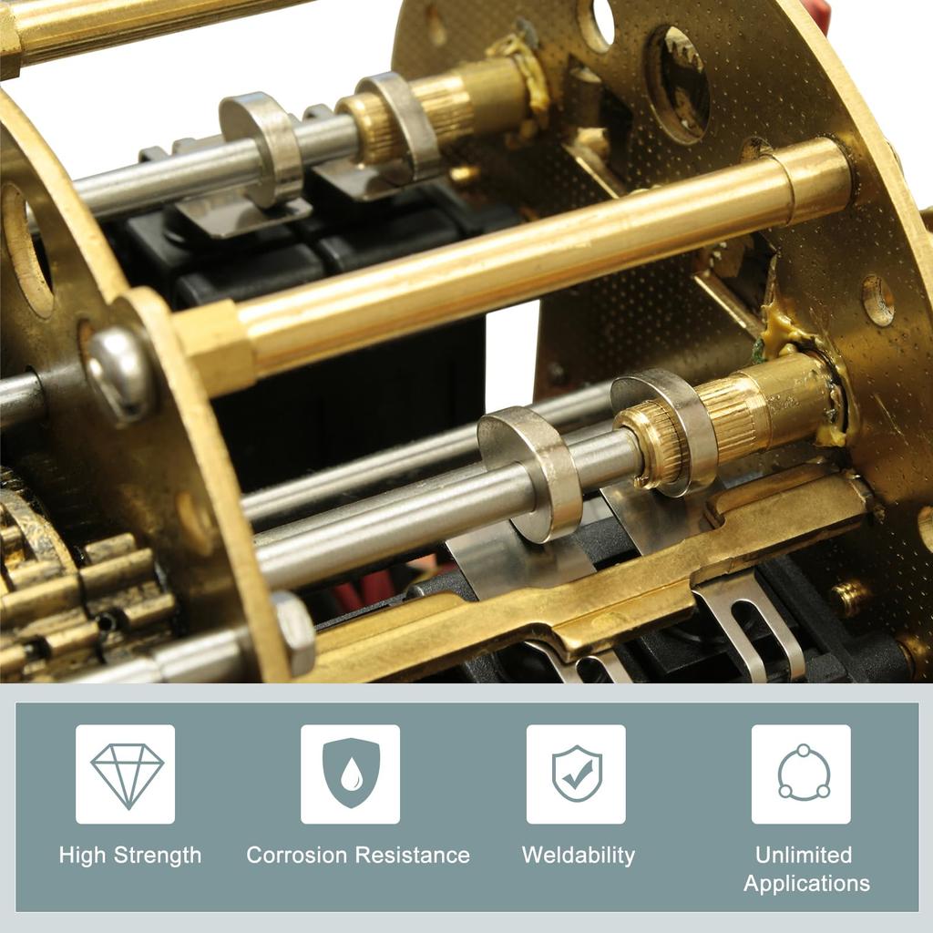 uxcell Set 304 Stainless Steel Rods 12mm x 153mm Solid Metal Shafts Round Bars for Model DIY Metalworking 5-Piece Lathes, Airplanes, Cars, Boats,