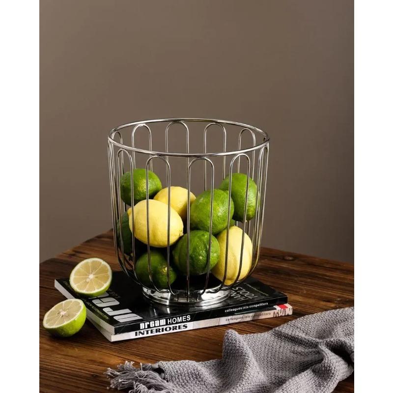 Edelstahl Obstkorb Tablett Zitrusfrüchte Aufbewahrung Zuhause Dekoration Kreisform