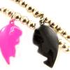 Les Trésors De Lily [L5198] - 'Best Friend' Bracelets Pink Black Silver
