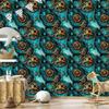 Turquoise, Sea and Ochre Ink Wallpaper for Living Room and Bedroom 50x1000