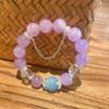 Natural Lavender Amethyst Crystal Bead Bracelet With Large 12mm Faceted Stones Elegant Boho Womens Handmade Jewelry