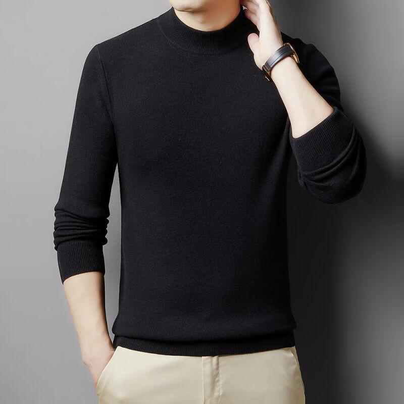 Men's FENGXUN 100% Pure Wool Thick Mock Neck Sweater