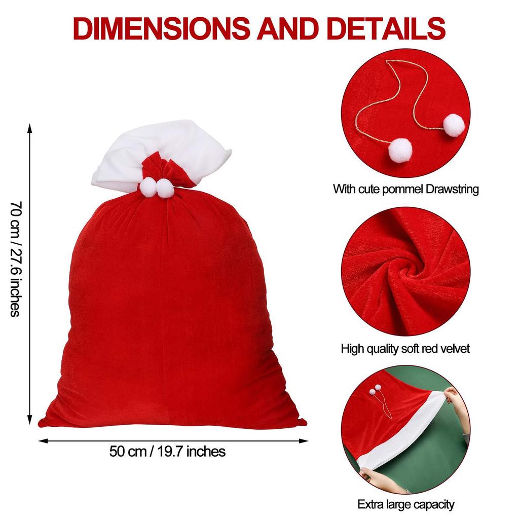 Santa Claus Backpack Large Christmas Gift Bag Candy Gift Bag Christmas Eve Bundle Pocket