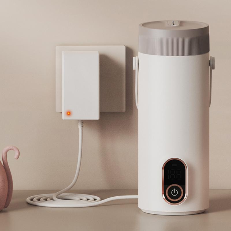 Tragbarer kabelloser Wasserkocher, wiederaufladbarer Thermo-Kochbecher für Reisen, Auto, Wasserkocher, Temperaturregelung, Thermoskanne, 400 ml