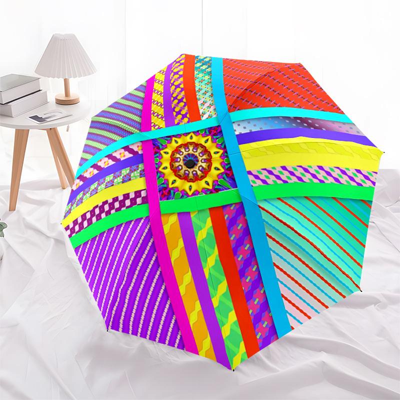 1pc Abstract Patterns Automatic Folding Umbrella - Portable Collapsible Design, 8-Rib Iron Frame, Durable Fabric yy251125176