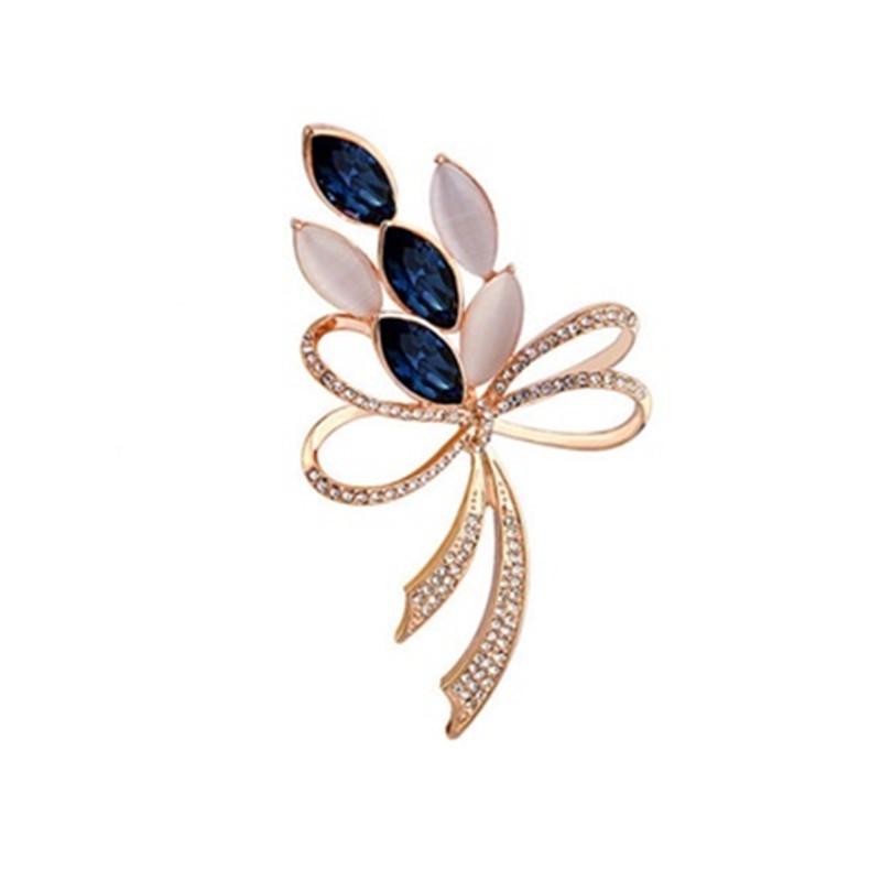 Korean Crystal Gemstone Flower Brooch Pin for Women's Clothing Accessories