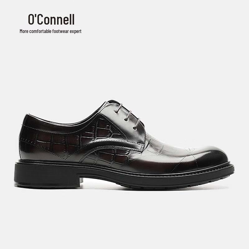 Aokang Men s Embossed Formal Leather Derby Shoes 40