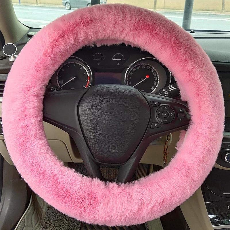 Fluffy Steering Wheel Cover For Women/Girls/Ladies Fuzzy Steering Wheel Cover Winter Warm Faux Wool Plush Car Wheel Cover Furry Steering Wheel
