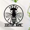 Metal Wall Art Bee Family Name Sign Rustic Home Decor Indoor Outdoor Gift Sculpture