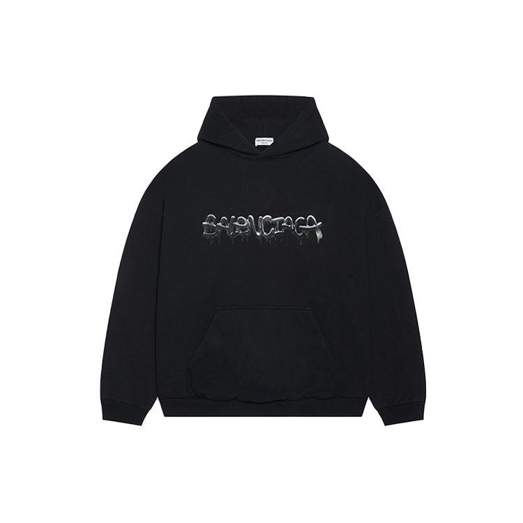 Balenciaga Women's Slime Wide Fit Hoodie Black 675003TLVF21069