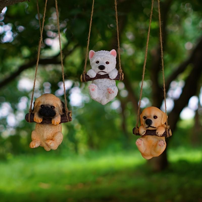 1pc, Resin Puppy Figurines, Cute Dog Wall Hanging Decor For Garden & Patio, Artistic Pot Climbing Pet Accents