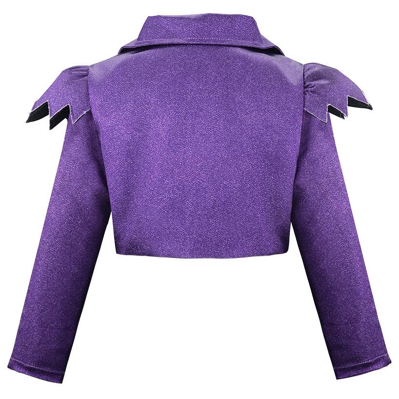 Kids Girls Teenage Vampire Purple Long Sleeves Dress Jacket Coat Set Outfit Halloween Cosplay Costume