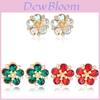 Flower Crystal Drop Earrings With Alloy And Electroplating For Women
