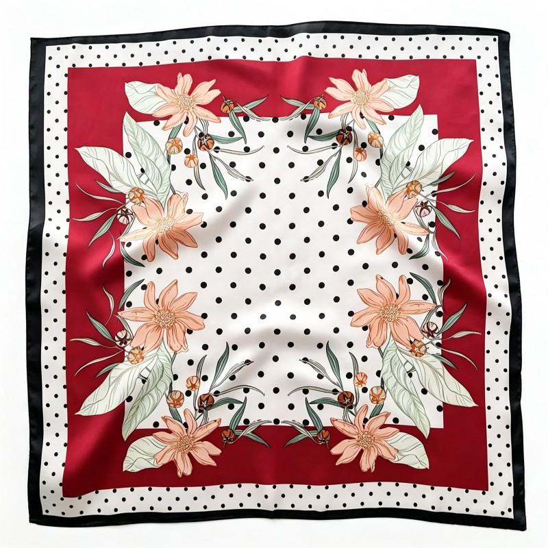 70x70cm Nylon Square Scarf Women Vintage Print Lightweight Accessory Office Casual Hair Styling