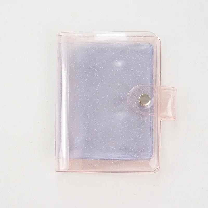 Cute Mini 3 Inch Transparent Instax Mini Album Sequin Jelly Color Photocard Holder 32 Photos Business Card Bag