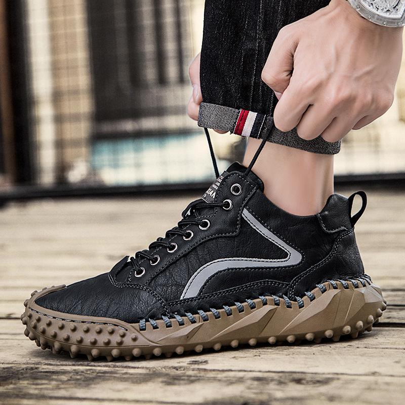 Spring /fall Handmade Leather Boots Men Shoes Comfortable Ankle Boots for Men Casual Shoes Large Size Tooling Shoes