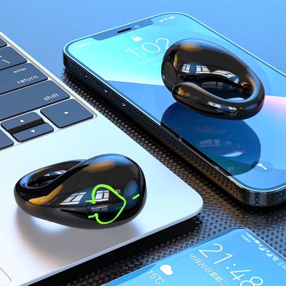 HIFI Stereo Single Ear Clip Earphones Bluetooth-Compatible 5.3 Handsfree Earbuds Bone Conduction Sport Gamer Headset