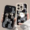 Cute Cartoon Cat Silicone Phone Case For iPhone 17 16 15 14 13 12 11 Pro Plus Max 17 Air 16 E Shockproof Soft Bumper Back Cover