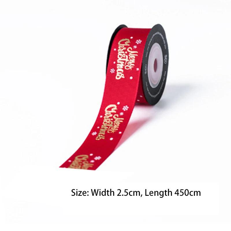 5yards 25mm Christmas Ribbon Printing Ployester Ribbon For Handmade Bow Christmas Decorations DIY Gift Wrapping