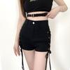 Svart Goth Shorts Dame Sexy Bandasje Snøring Høy midje Y2k Streetwear Shorts Uformell Tight Hot Pants