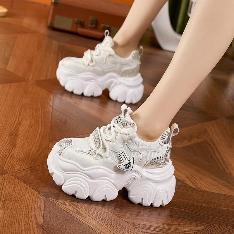 Dad Shoes Girl 2025 Autumn New Breathable Mesh Lightweight Thick-soled Inner Height Growing Women's Shoes Versatile Casual Sneakers