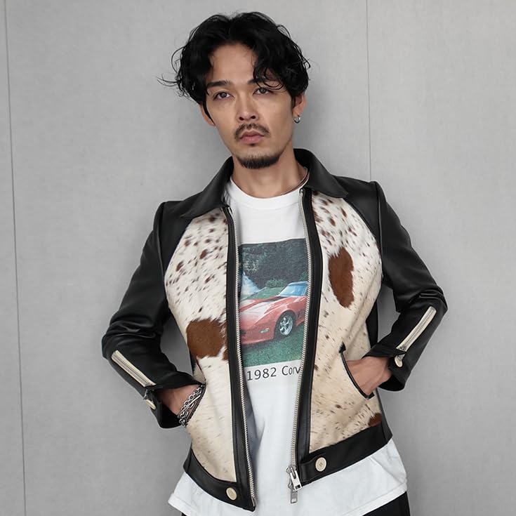 Genuine Leather Grizzly Jacket Leather Jacket Grizzly Jacket 3L Size Black VALLET05VG [Liugoo Leathers] Men's