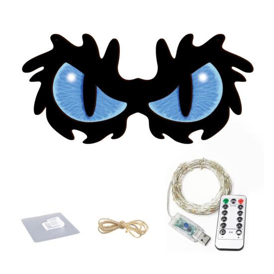 Halloween LED Eye Light Decoration Large Wooden Glowing Flashing Eye Light with 8 Color Modes for Bushes Trees Windows Yard Halloween Decor