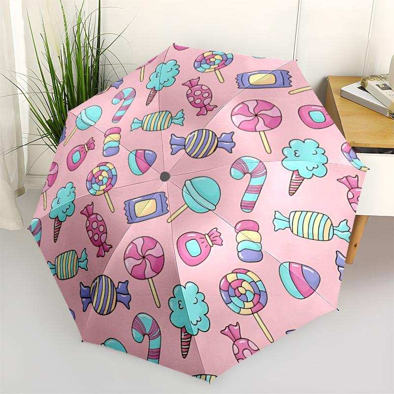 

1pc Candy Pattern Automatic Open/Close Folding Umbrella - Compact 8-Rib Design, Daily Use, Perfect Gift for Friends & Family yy251124182