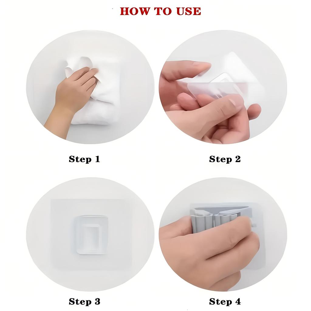 Mop Storage Storage Rack Bathroom Suction Hanging Pipe Traceless Mop Clip Broom Hanger Wall-Mounted Waterproof Mop Rack