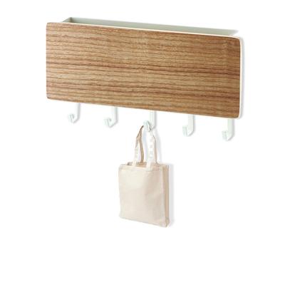 Wooden Key Holder Mail   5 Hooks Drilling   Wall Mounted Key Holder Storage Shelf