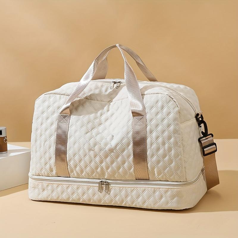 Lightweight Diamond Patterned Bag Large Capacity Travel Luggage Portable Suitable Short Long Distance Travel Fitness Storage Bag