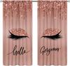 Lips Curtains, Retro Comic Pop Art Girl Applying Red Lipstick Makeup Concept Halftone Background Blackout Rod Pocket Curtains